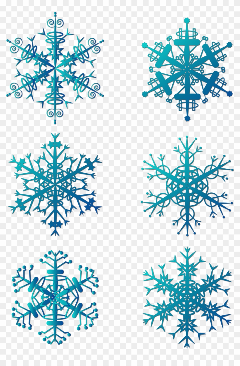 Winter Snowflakes Blue Christmas Snowflake Decorations - Vector Graphics Clipart