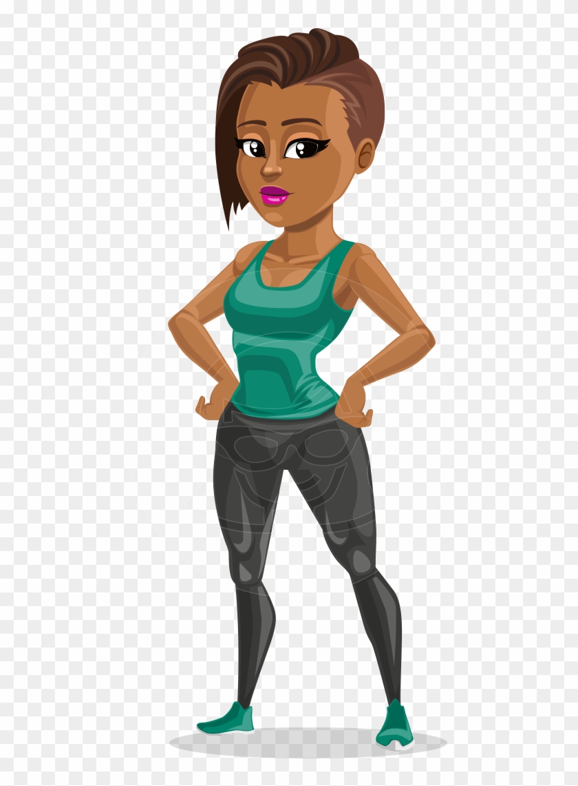 African American Fitness Girl Cartoon Vector Character - Health Clipart