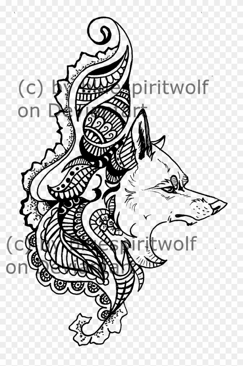 Wolf By Bluespiritwolf - Wolf Henna Designs Clipart #2649117