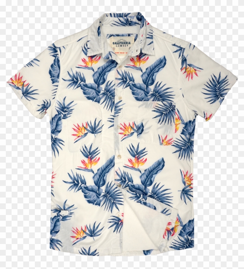 Famous Shirts Mens Clothing - White Birds Of Paradise Hawaiian Shirt Clipart #2650123