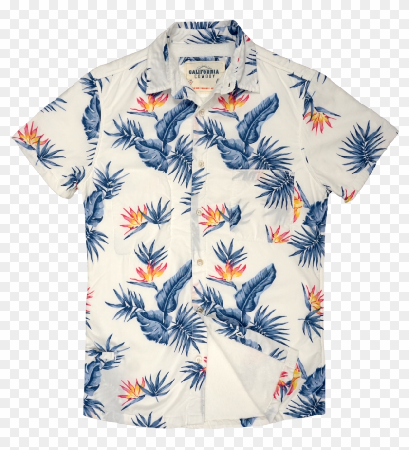 Famous Shirts Mens Clothing - White Birds Of Paradise Hawaiian Shirt Clipart