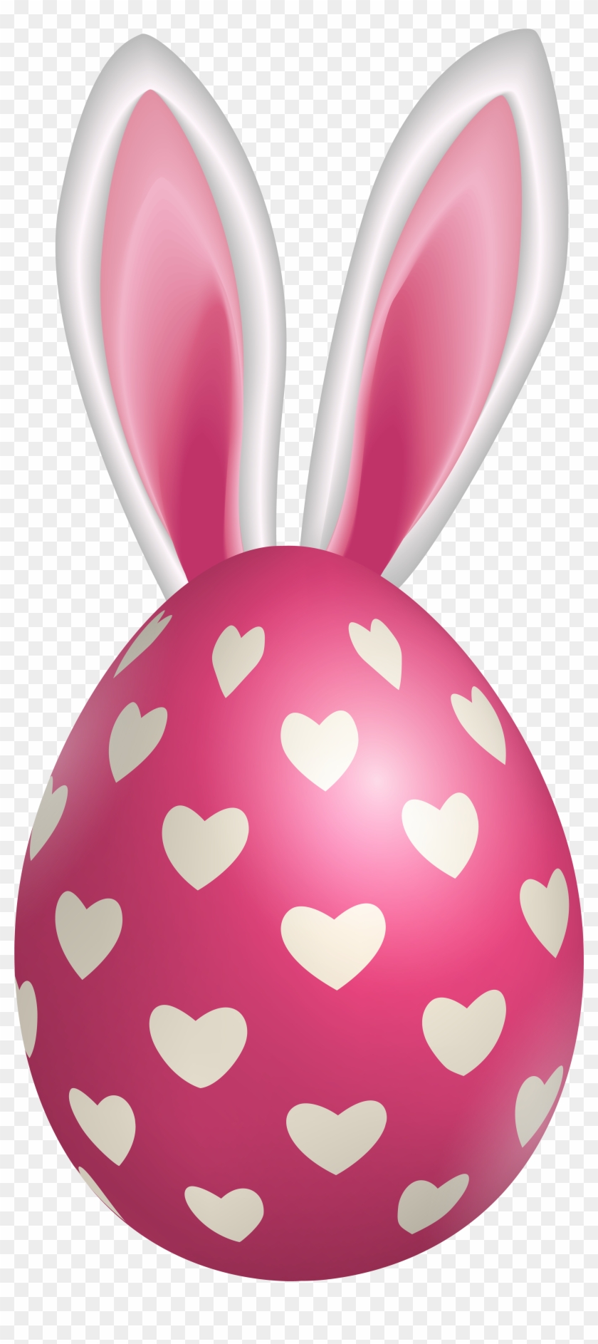 Easter Egg With Hearts And Ears Png Clipart - Domestic Rabbit Transparent Png