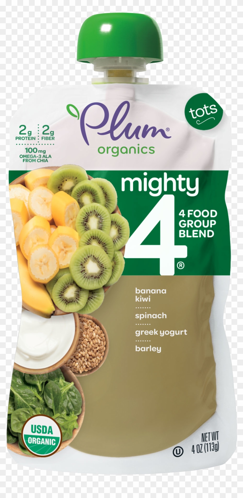 Banana•kiwi, Spinach•kale, Greek Yogurt, Barley•oat- - Plum Organics Mighty Veggie Clipart