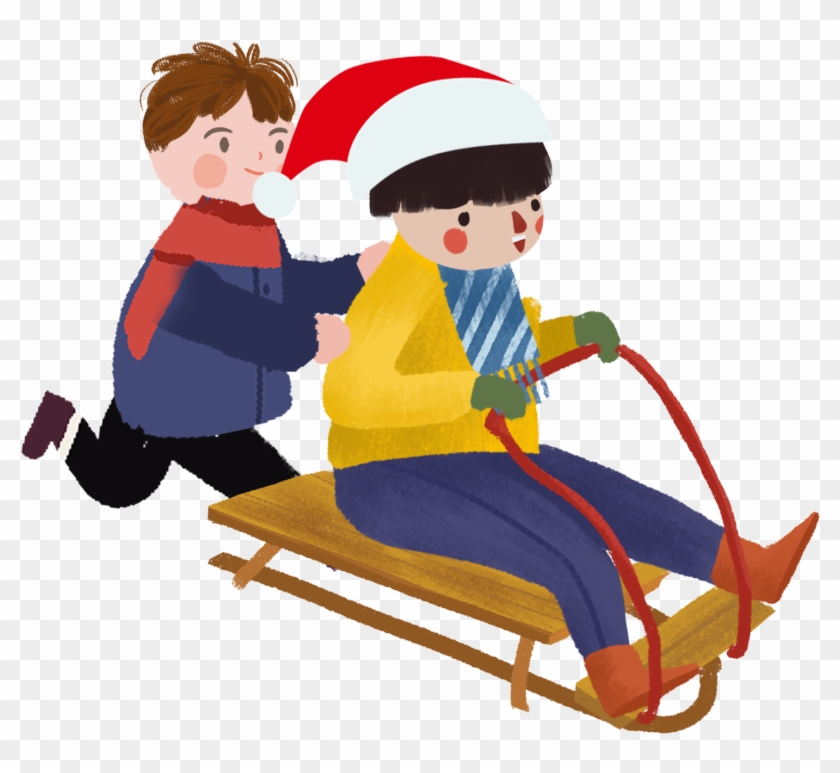 Dibujos Animados Dibujado A Mano Navidad Niño Png Y - Toboggan Clipart