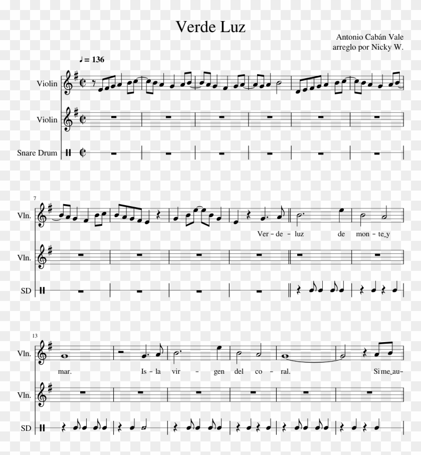 Verde Luz Sheet Music Composed By Antonio Cabán Vale - Sheet Music Clipart #2652790