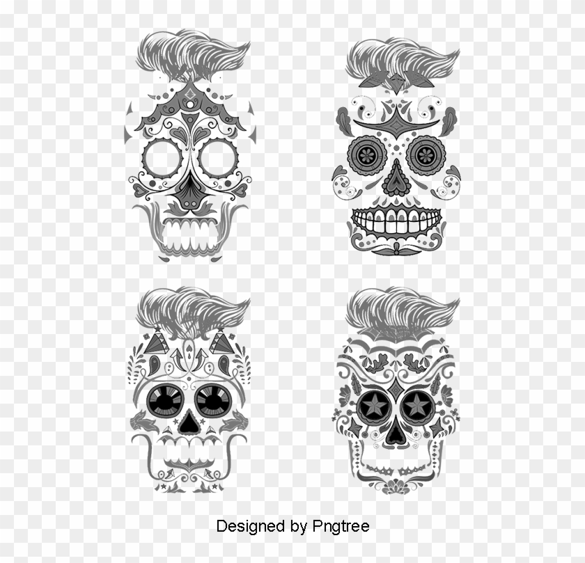 Vector Painted Mustache Skull, Vector, Hand Painted, - Skull Clipart #2653413