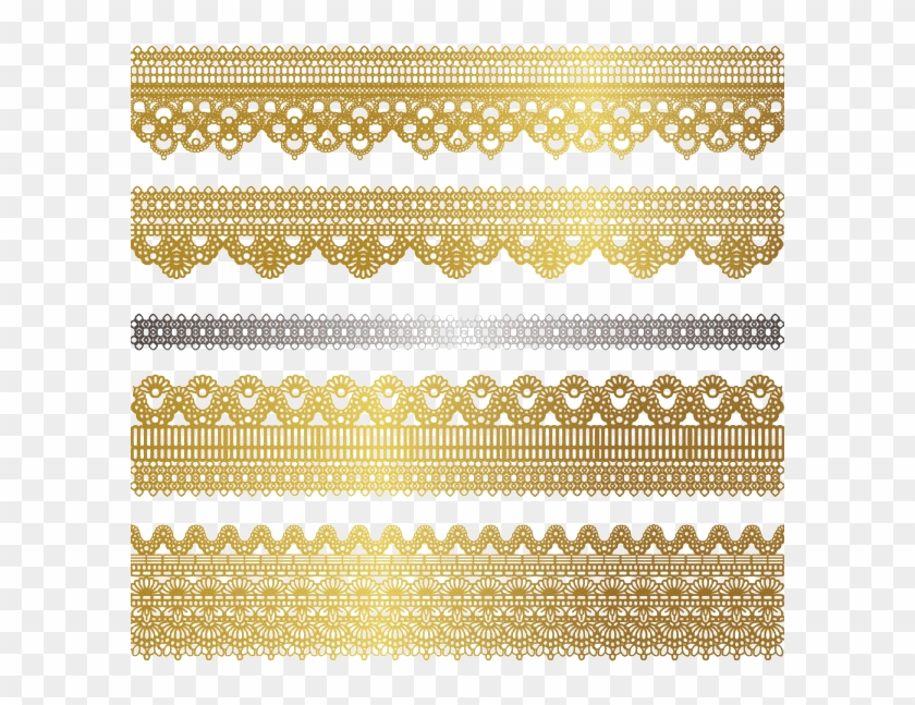 Tubes Deco Dentelle Wedding Lace Vector Png - Gold Side Border Designs Clipart #2653712