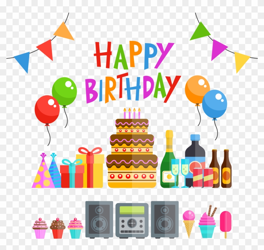 Cake Party Euclidean - Happy Birthday Png Vector Clipart #2653756