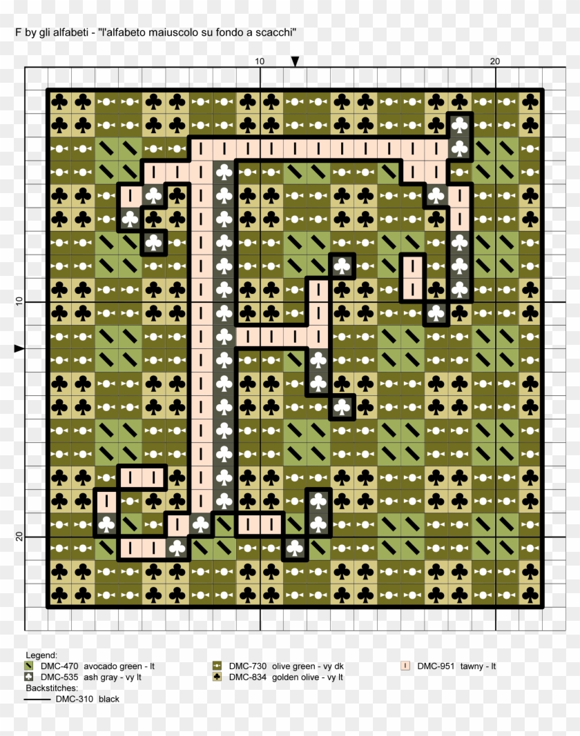 Uppercase Alphabet On Checkered Background Cross Stitch - Motif Clipart #2654398