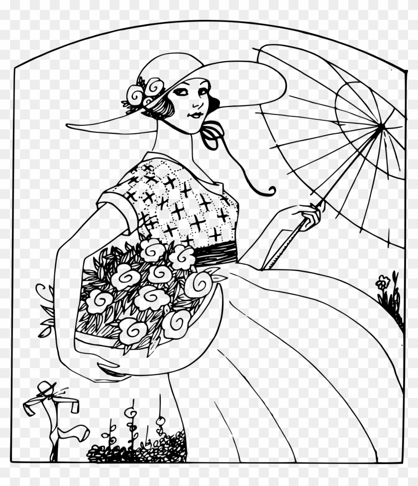 This Free Icons Png Design Of Flower Basket Lady - Flores Dia De La Mujer Para Colorear Clipart