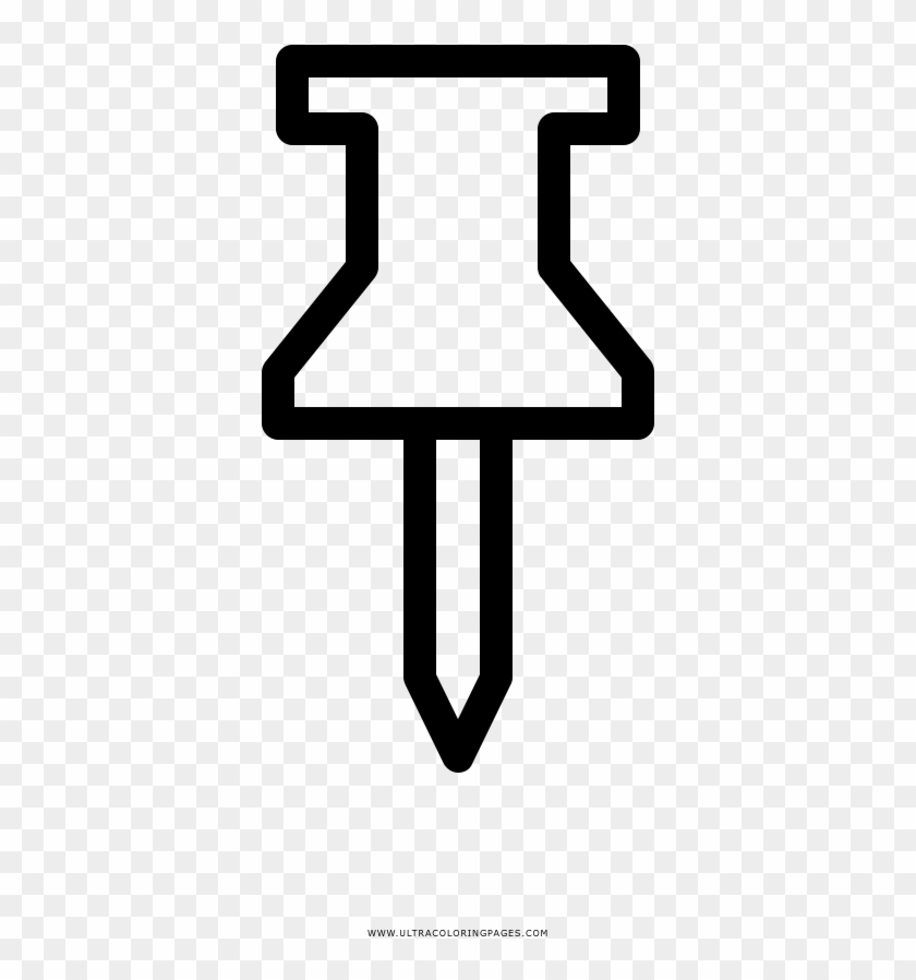 Thumb Tack Coloring Page - Line Art Clipart