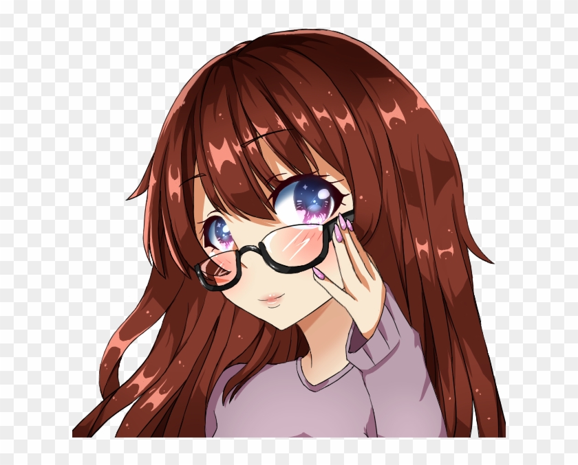 Girl With By - Anime Brown Hair And Glasses Clipart