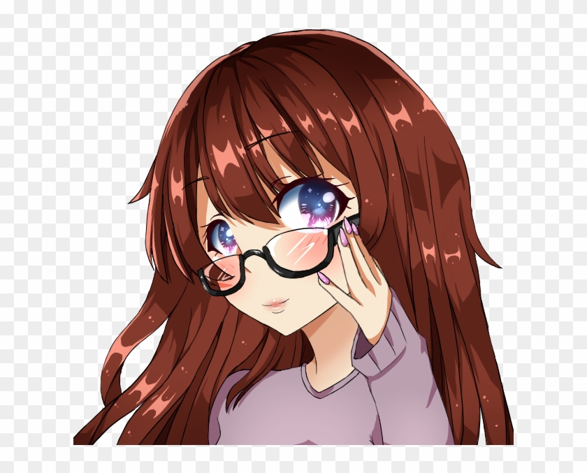 Girl With By - Anime Brown Hair And Glasses Clipart #2663822