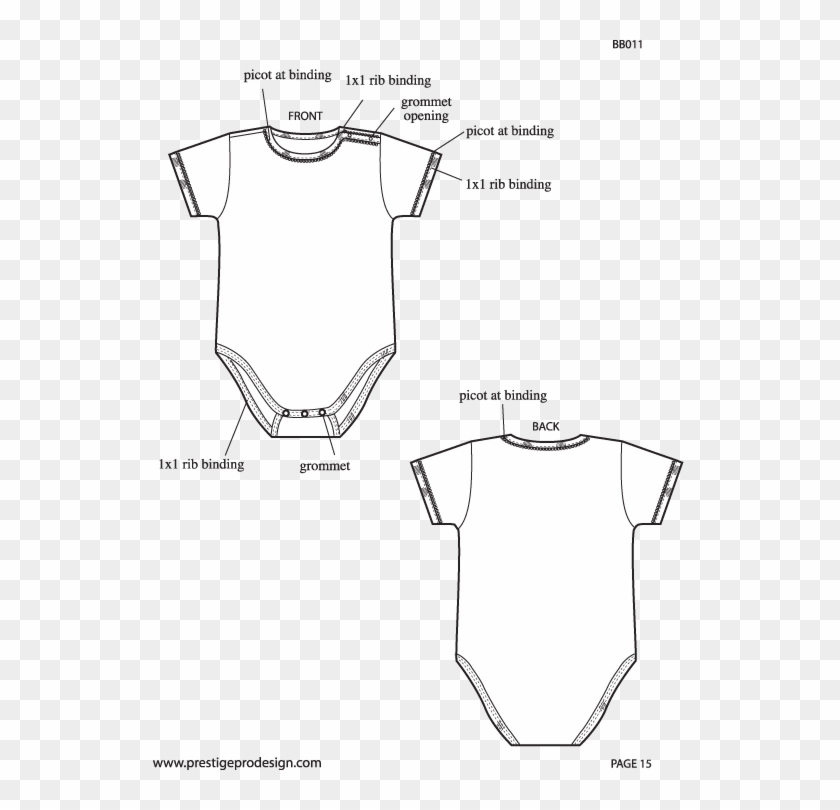 Baby Vector Clothes - Onesie Front And Back Template Clipart #2664626