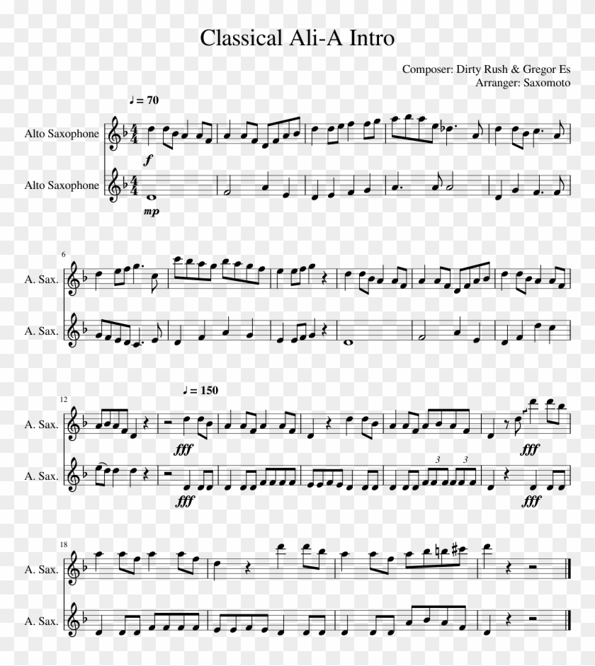 Classical Ali-a Intro - Ali A Intro Alto Sax Clipart