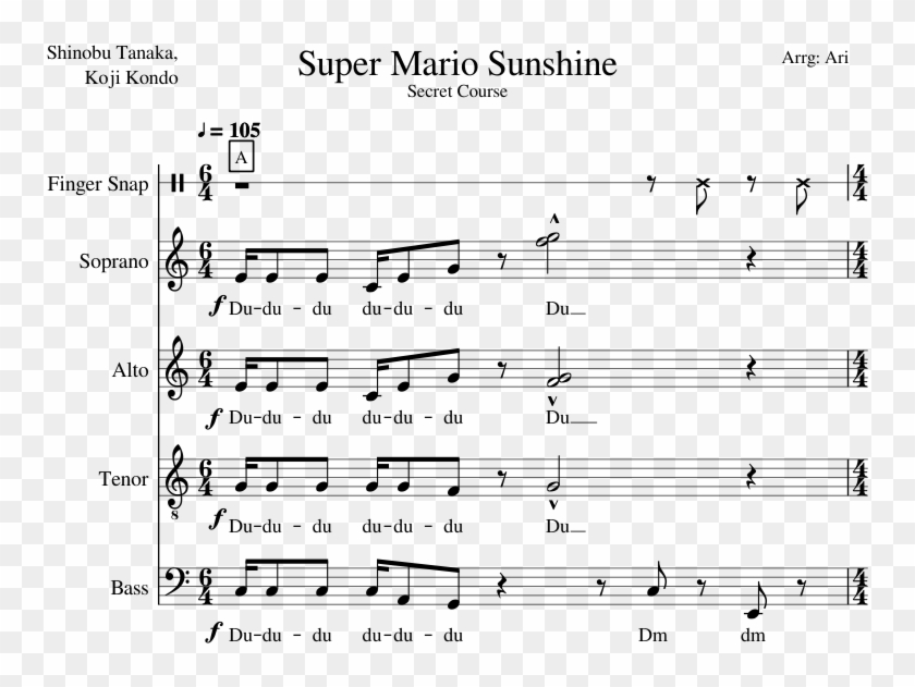 Super Mario Sunshine- Secret Course - Sheet Music Clipart