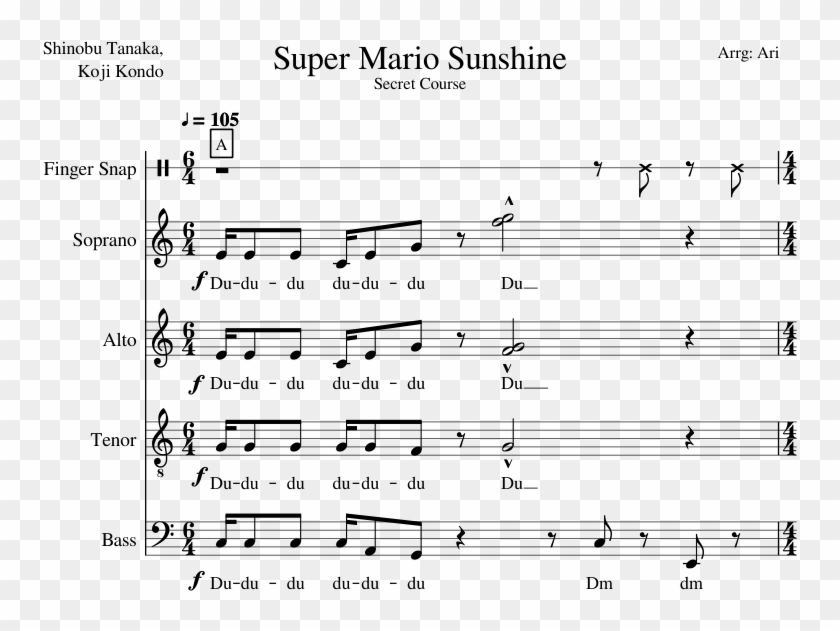 Super Mario Sunshine- Secret Course - Sheet Music Clipart #2666686