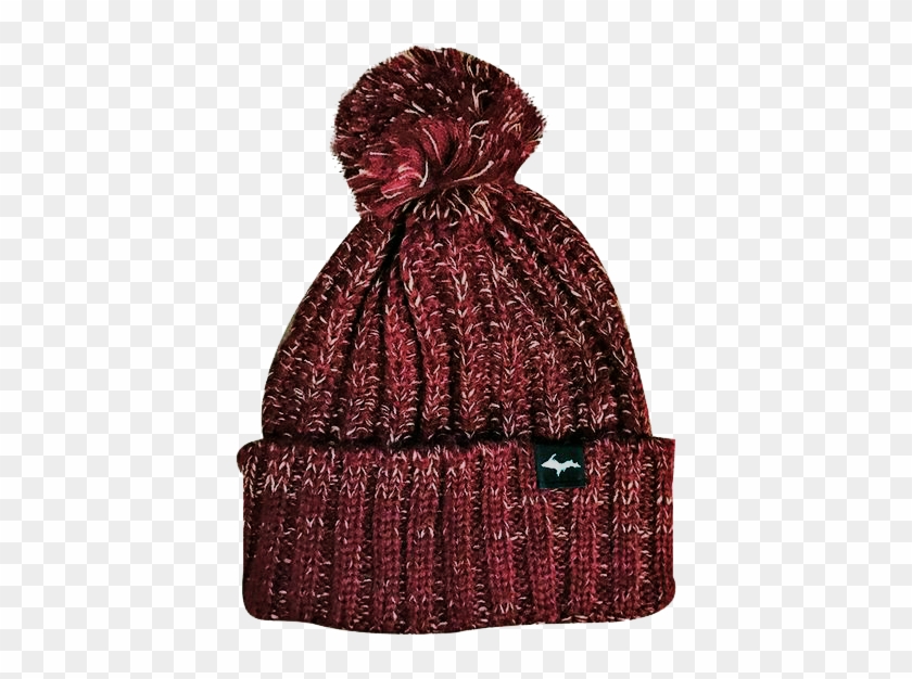 "upper Peninsula" Burgundy/khaki Knit Pom Beanie - Knit Cap Clipart #2668266