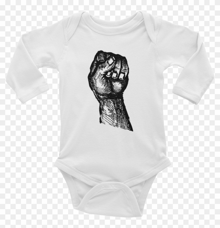 Closed Power Fist Baby Onesie Long Sleeve - T-shirt Clipart #2668428