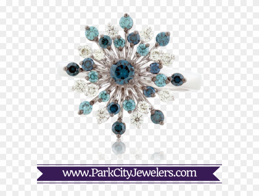 Blue & White Diamond Snowflake Ring 14k White Gold - Pear Shaped Emerald And Diamond Earring Clipart #2668478