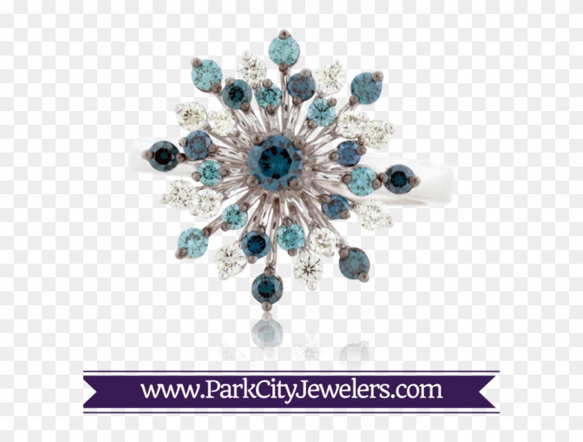 Blue & White Diamond Snowflake Ring 14k White Gold - Pear Shaped Emerald And Diamond Earring Clipart