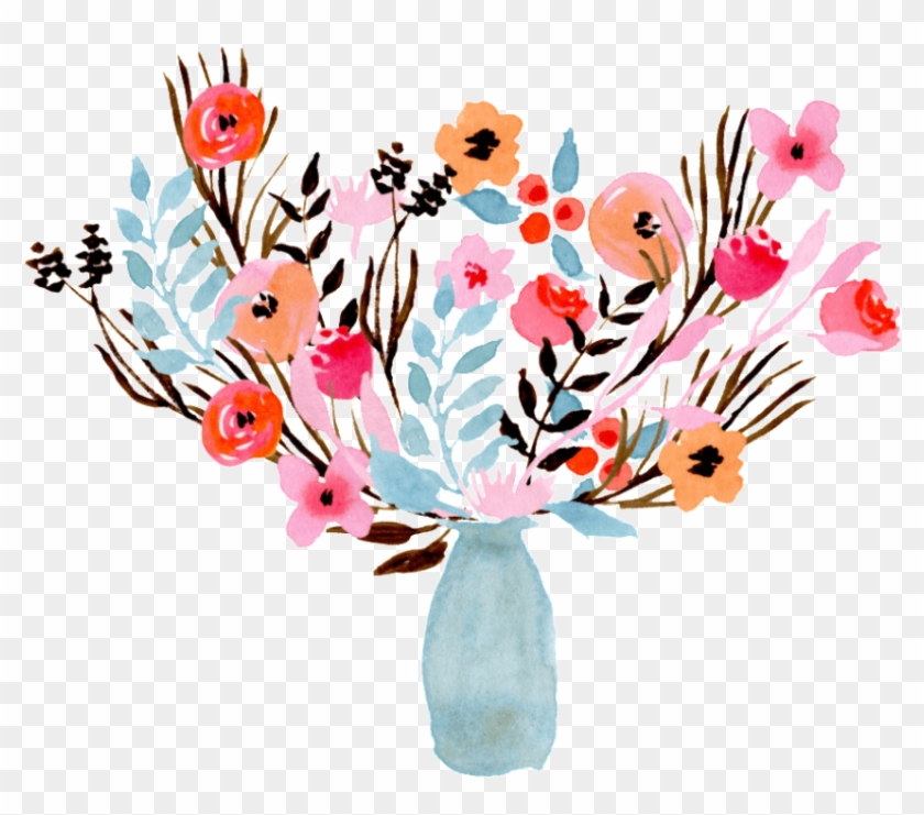 Free Png Download Flower Vase Water Colour Png Images - Watercolor Flowers In Vase Transparent Clipart