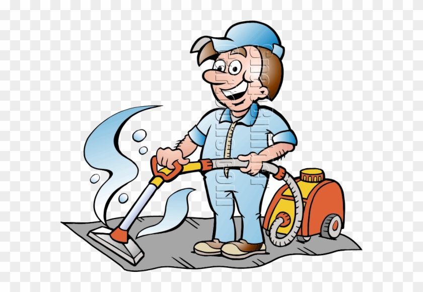 Carpet Cleaner Handyman With Carpet Cleaner - Vacuum The Carpet Cartoon Clipart