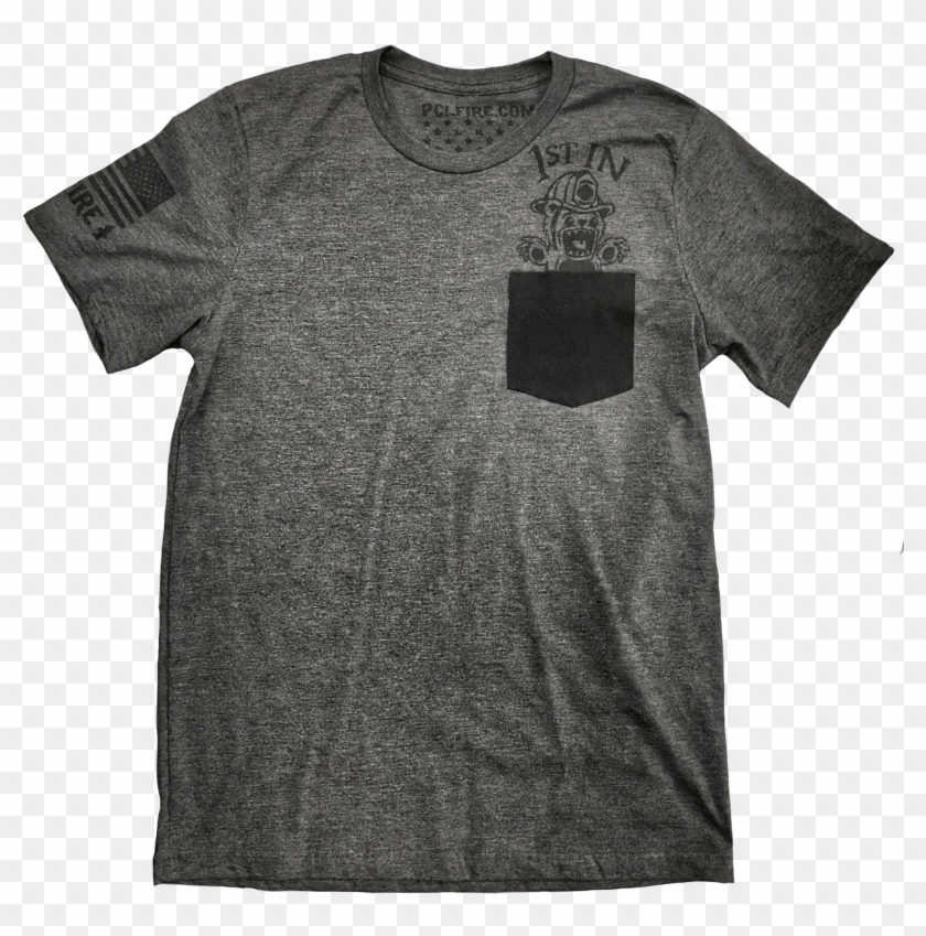 1st In Firefighter Bear Pocket T - Active Shirt Clipart