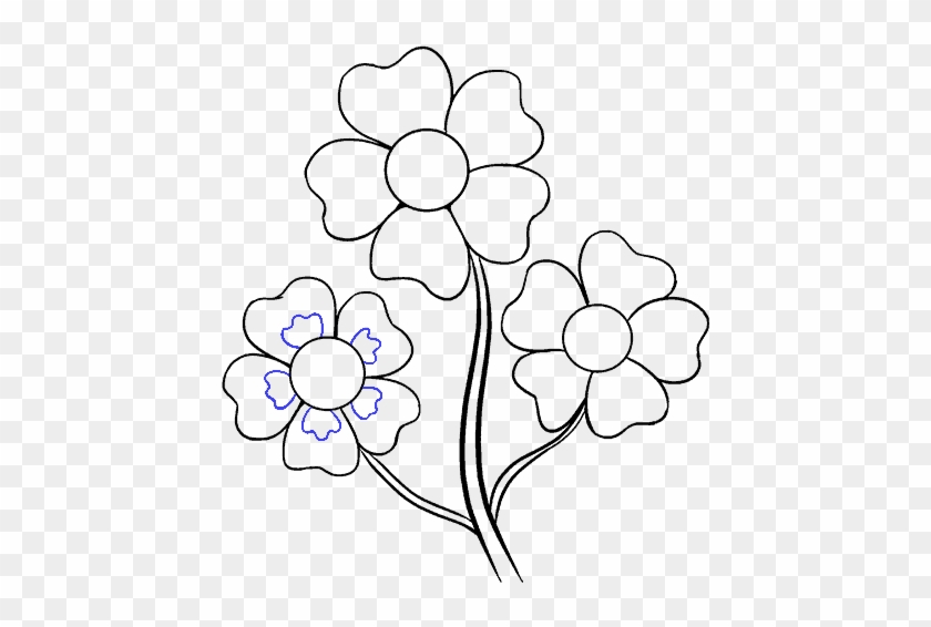 How To Draw Flowers - Cartoon Picture Of Flowers To Colour Clipart