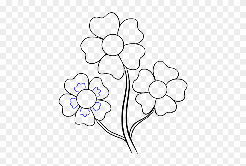 How To Draw Flowers - Cartoon Picture Of Flowers To Colour Clipart