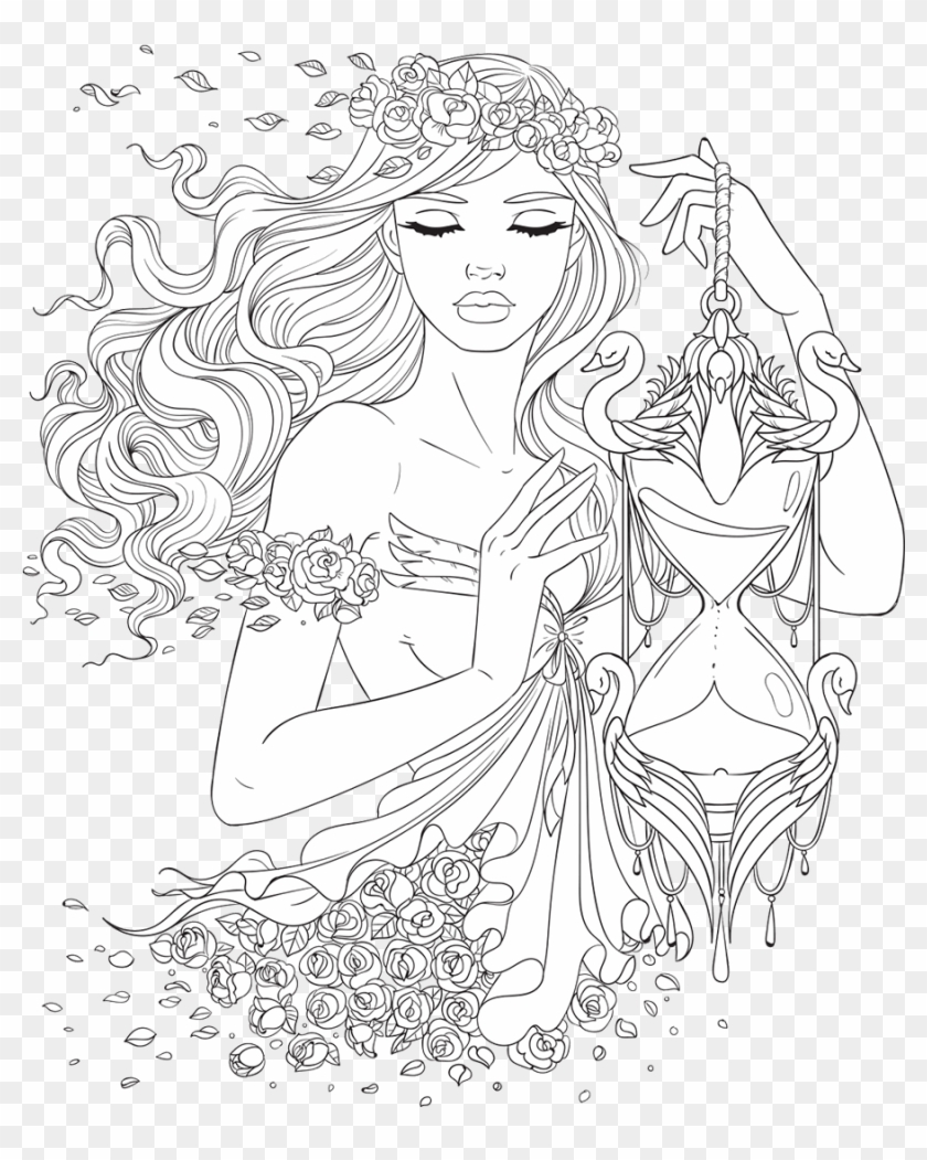 Line Artsy Free - Beautiful Women Coloring Pages For Adults Clipart