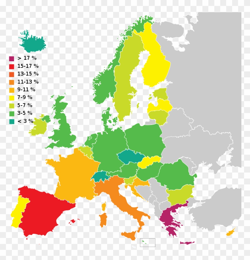 Unemployment Rate In The Eu Heycci - Eurostat Unemployment Map 2018 Clipart #2673189
