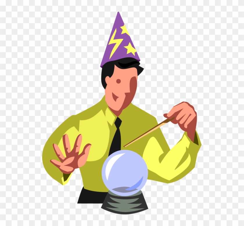 Vector Illustration Of Sorcerer Soothsayer Businessman - Bola De Cristal Clipart Png Transparent Png