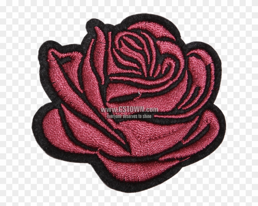 Rose I Love You Flower Motif Patch - Woven Fabric Clipart