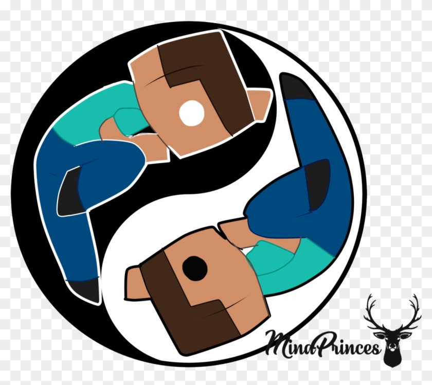 “herobrine And Steve ☯ Ying-yang☯ Vector Ready To Print Clipart #2677524