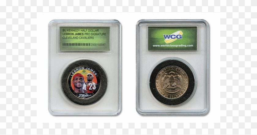 Lebron James Signature Nba Rookie Colorized Jfk Kennedy - Half Dollar Clipart