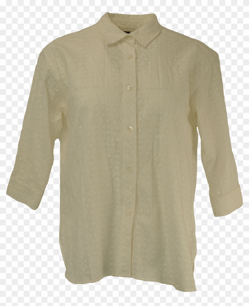 White Quarter Length Sleeve Textured Button Up By Steven - Blouse Clipart #2683717