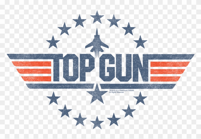 Faded Retro Blue And Red Top Gun Emblem Design - Top Gun Movie Logo Clipart #2691140