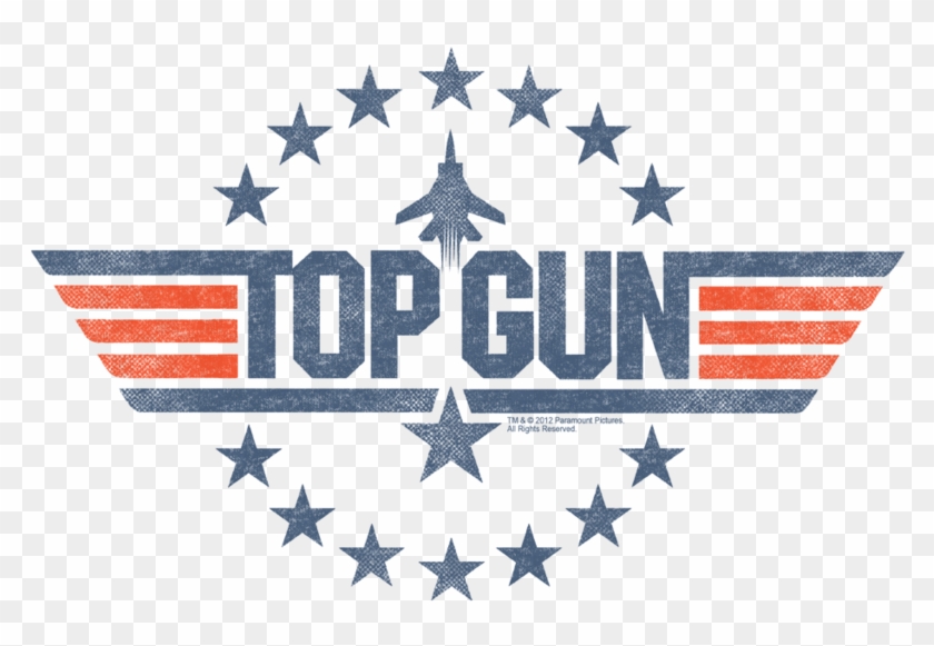 Faded Retro Blue And Red Top Gun Emblem Design - Top Gun Movie Logo Clipart