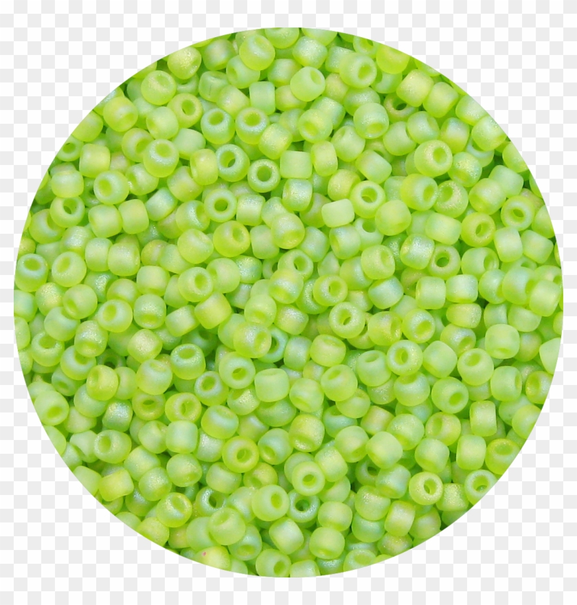 11-0 Frosted Transparent Iridescent Light Peridot Green - Circle Clipart