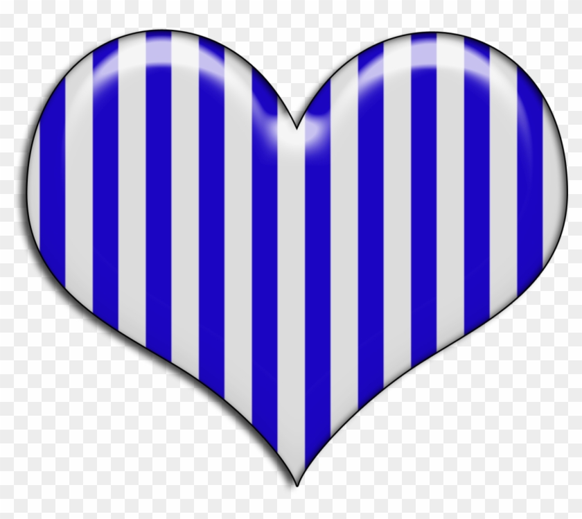 Blue And White Stripes Png - Blue And White Striped Heart Clipart