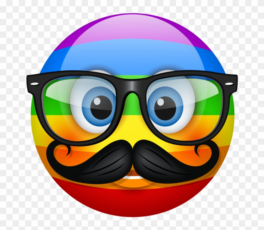 Hipster Emoticon , Png Download - Smiley Face Rainbow Emoji Clipart