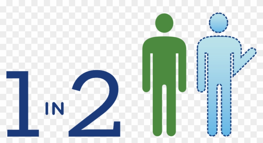 Two Human Figures With The Text 1 In - Graphic Design Clipart