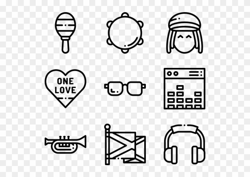 Reggae - White Icons Png Clipart