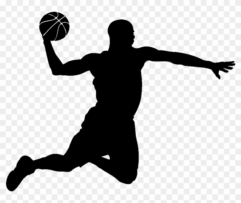 Sticker Basketteur En Plein Vol Ambiance Sticker Si - Basketball Player Black And White Clipart #273087