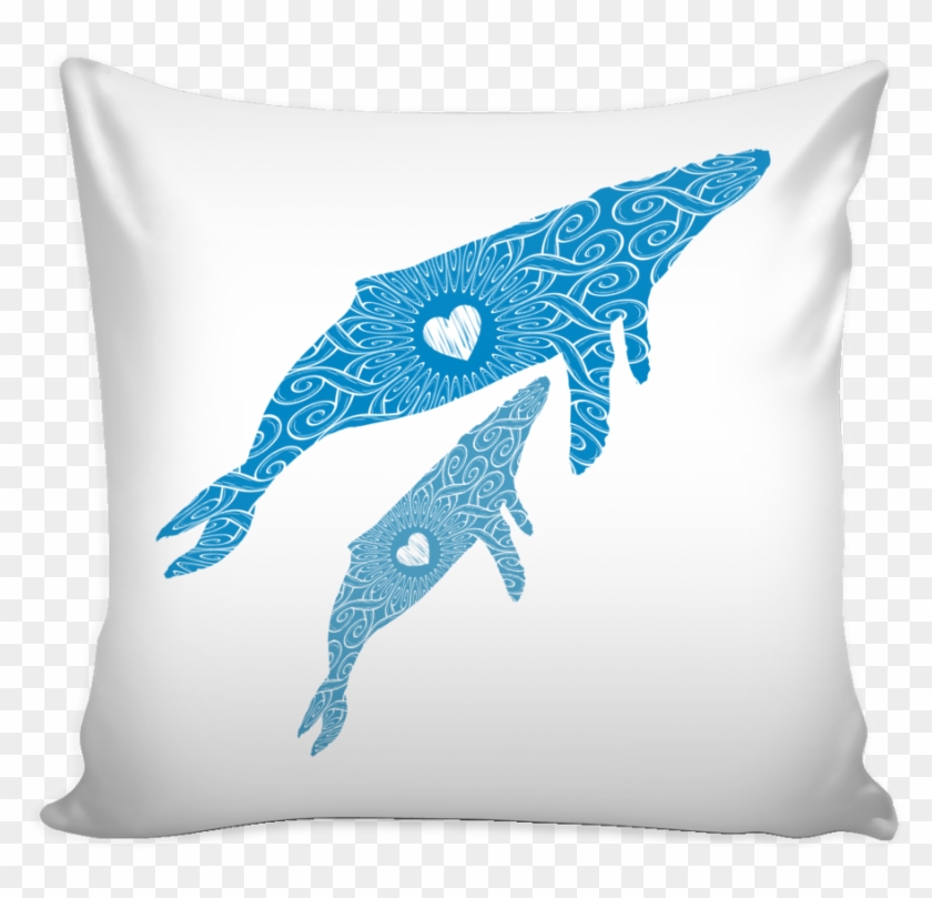 Humpback Whale Mama And Baby 16 X 16 Pillow - Cushion Clipart