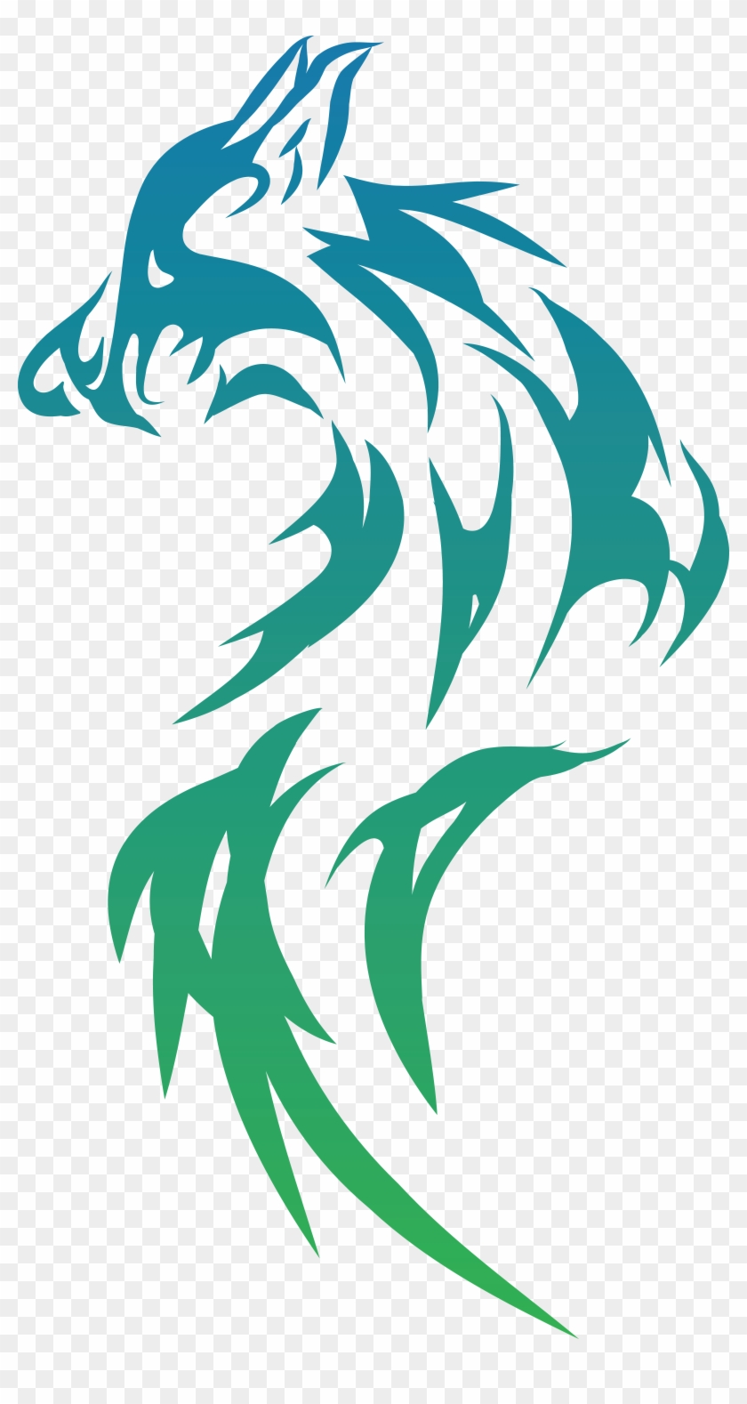 Free Clipart Of A Gradient Tribal Wolf - Wolf Svg Free - Png Download #274361