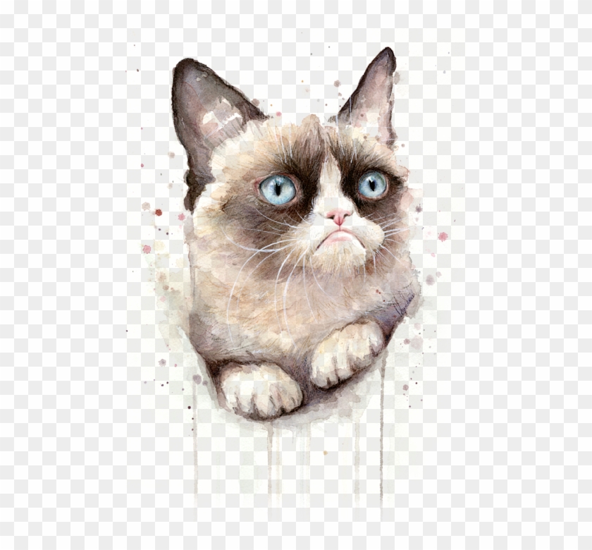 Click And Drag To Re-position The Image, If Desired - Grumpy Cat Watercolor Clipart