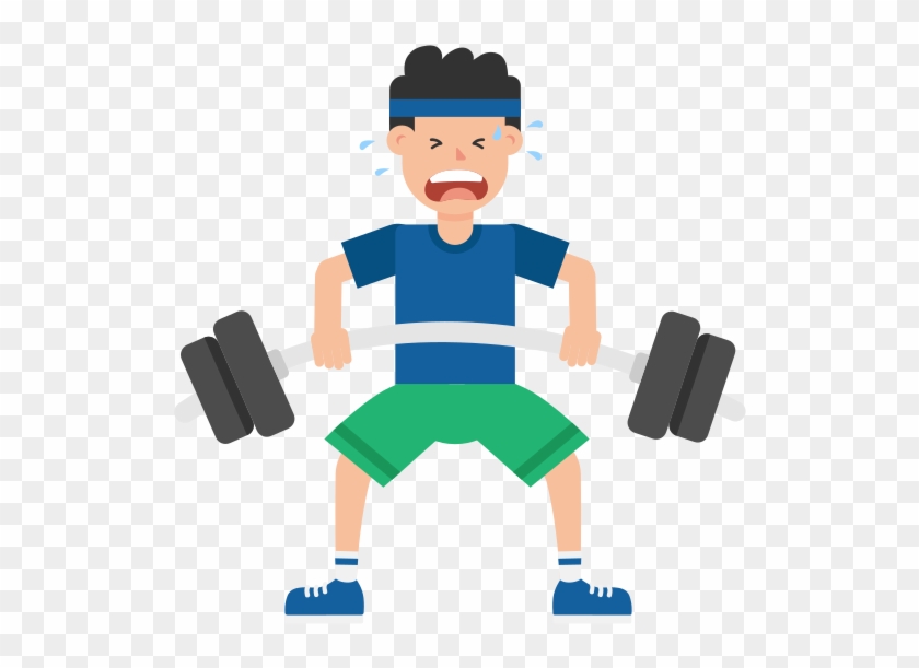 Man Lifting Barbell Cartoon - Lifting Cartoon Clipart