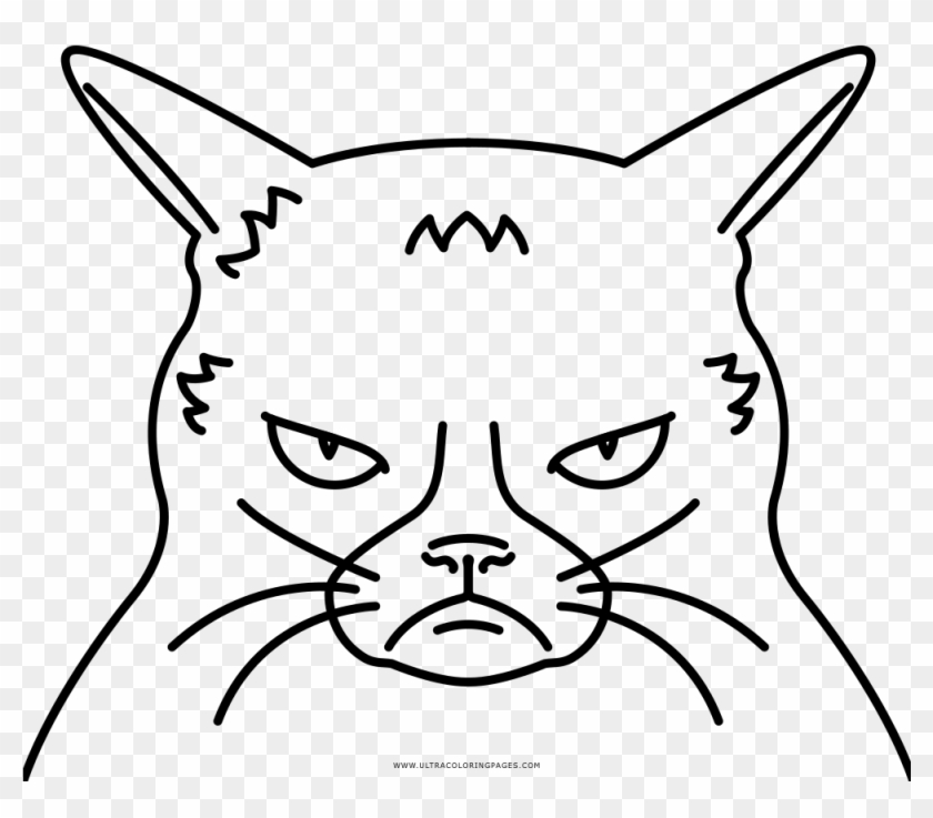 Grumpy Cat Coloring Page - Line Art Clipart